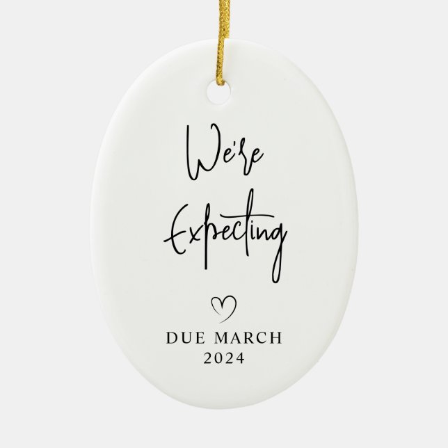 Ornamento De Cerâmica Estamos esperando o bebê fotográfico dos pais em 2 (Frente)