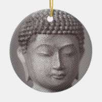 Estátua De Cara De Buda Preta E Branca Formada Por
