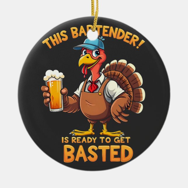 Ornamento De Cerâmica Este barman está pronto para ser morto (Frente)