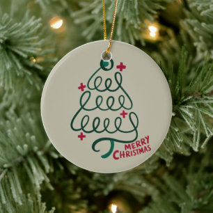 Ornamento De Cerâmica Estetoscópio Feliz Natal CNA Profissional Médico