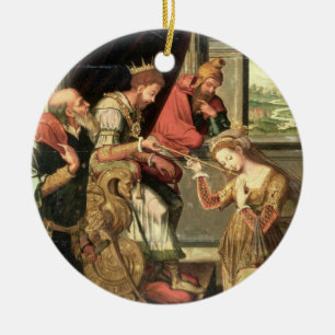 Ornamento De Cerâmica Esther antes do rei Ahasuerus com o Haman que est