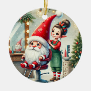Ornamento De Cerâmica Estilista de Cabelo do Papai Noel Personalizado Gn