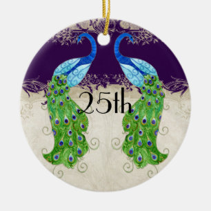 Ornamento De Cerâmica Estilo Art Deco Peacock Vintage Lace Dark Roxo