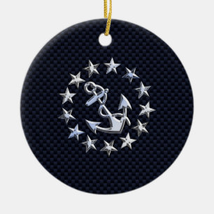 Ornamento De Cerâmica Estilo de Carbono Azul Impressão de Bandeira de Ia