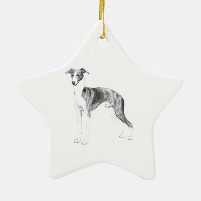 Ornamento De Cerâmica Estilo de Greyhound Italiano (Verso)