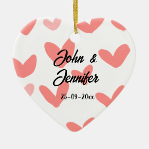 Ornamento De Cerâmica estilo de texto minimalista simples branco casamen