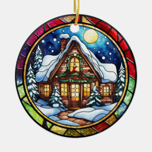 Ornamento De Cerâmica Estilo de vidro manchado na casa de inverno de Nat