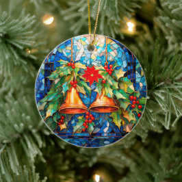 Ornamento De Cerâmica Estilo de Vidro Manchado Selos de Natal e Poinsett