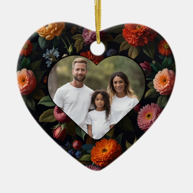 Ornamento De Cerâmica Estilo floral vitoriano elegante (Frente)