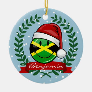 Ornamento De Cerâmica Estilo jamaicano alegre do Natal da bandeira