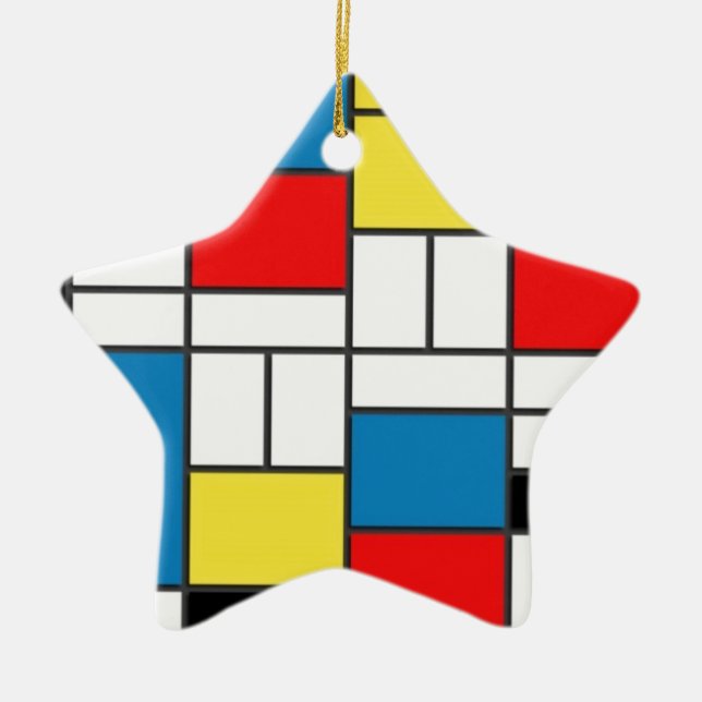 Ornamento De Cerâmica Estilo Mondrian (Frente)