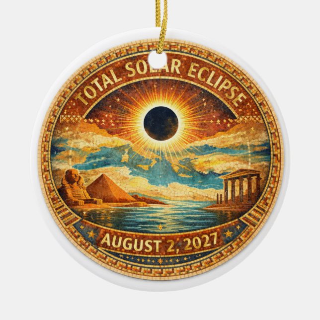 Ornamento De Cerâmica Estilo Mosaico 2027 Eclipse (Frente)