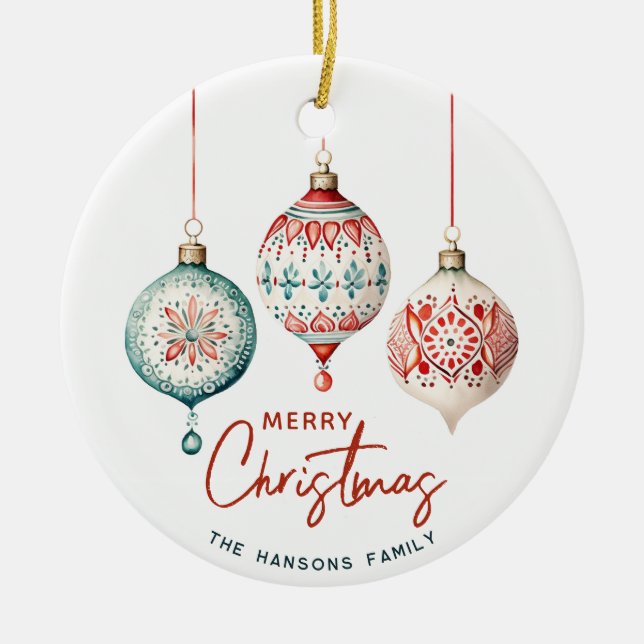 Ornamento De Cerâmica Estilo Nórdico Moderno Feliz Natal (Frente)