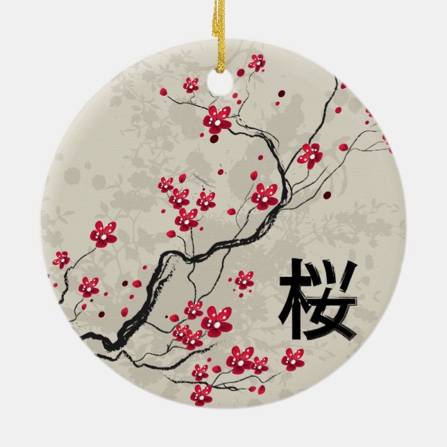 Ornamento De Cerâmica Estilo Oriental Sakura Cherry Blossom Art