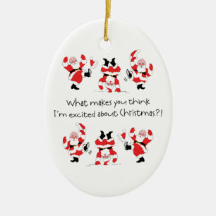 Ornamento De Cerâmica Estilo Papai Noel do vintage excitado sobre o