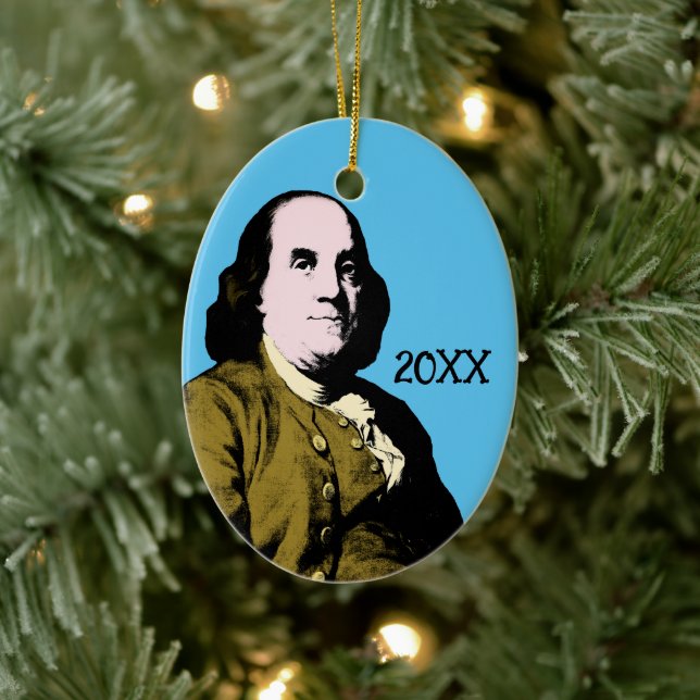 Ornamento De Cerâmica Estilo Pop Art de Benjamin Franklin (Árvore)