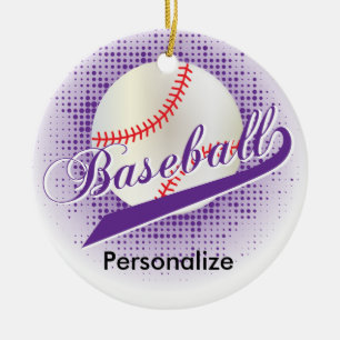 Ornamento De Cerâmica Estilo retro roxo do basebol