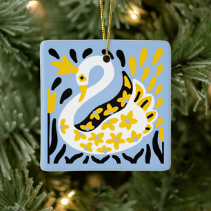 Ornamento De Cerâmica Estilo Russo Fada Fale Cobra Real Cisne