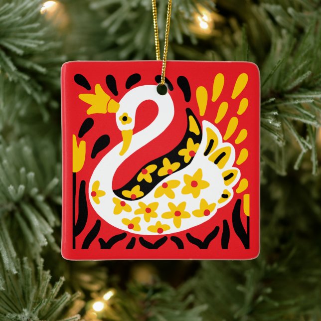 Ornamento De Cerâmica Estilo Russo Fada Fale Cobra Real Cisne (Árvore)