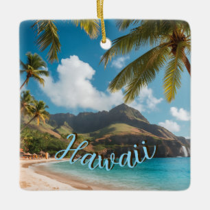Ornamento De Cerâmica Estilo Vintage Havaiano Viagem Costa Mar Pôr-do-So