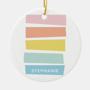 Ornamento De Cerâmica Estiloso Geométrico Colorido Pastel Personalizado