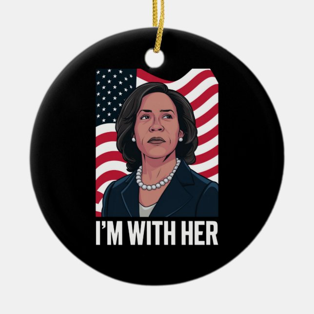 Ornamento De Cerâmica Estou com seu voto em Kamala para 2024, presidente (Frente)