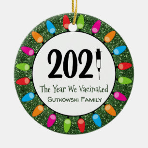 Ornamento De Cerâmica Estranho 2021 Foto Vacinada Família Foto Luminosa