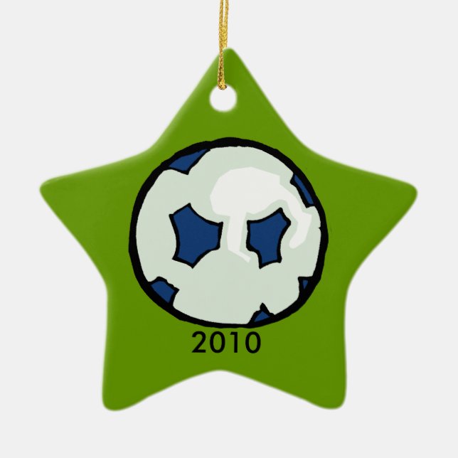 Ornamento De Cerâmica Estrela 2010 da bola de futebol (Frente)