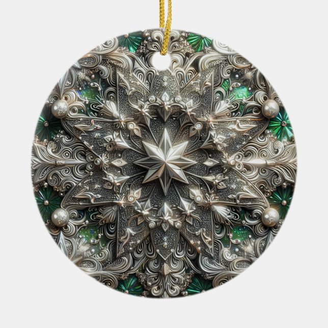 Ornamento De Cerâmica Estrela 3D Roxa Púrpura do NATAL ~ (Frente)