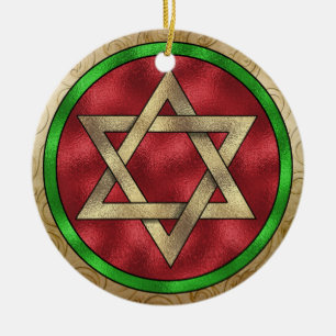 Ornamento De Cerâmica Estrela Chanukah de David