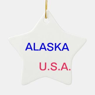 Ornamento De Cerâmica Estrela com Alaska e juneau nele