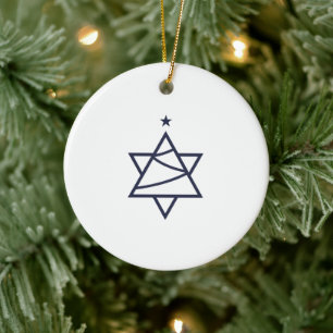 Ornamento De Cerâmica Estrela da Árvore de Natal de David