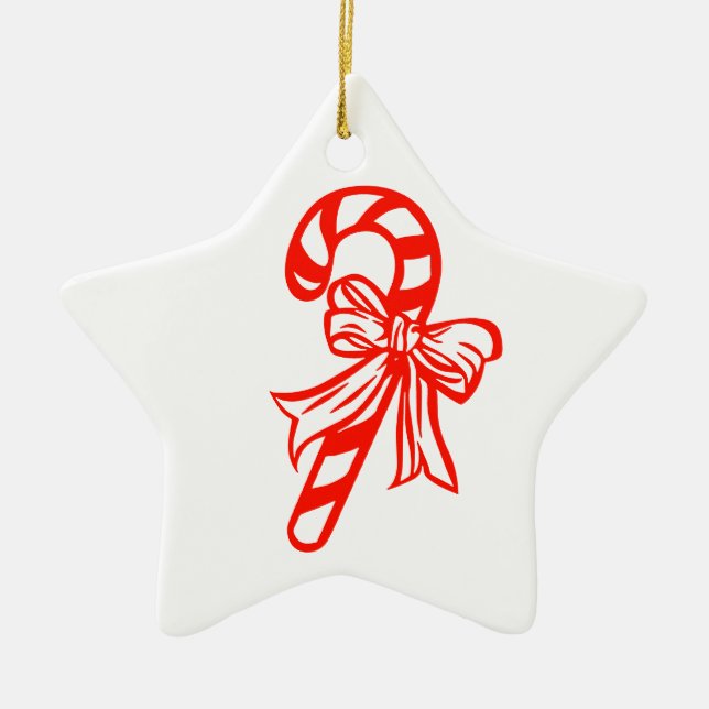 Ornamento De Cerâmica Estrela de Cane Doce - Decoração de Natal (Frente)