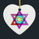 Ornamento De Cerâmica Estrela de David<br><div class="desc">Presentes judaicos e ideias do presente com a estrela de David judaica do vitral.</div>