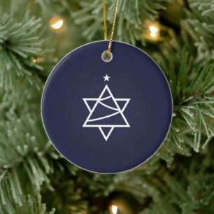 Ornamento De Cerâmica Estrela de David da Árvore de Natal