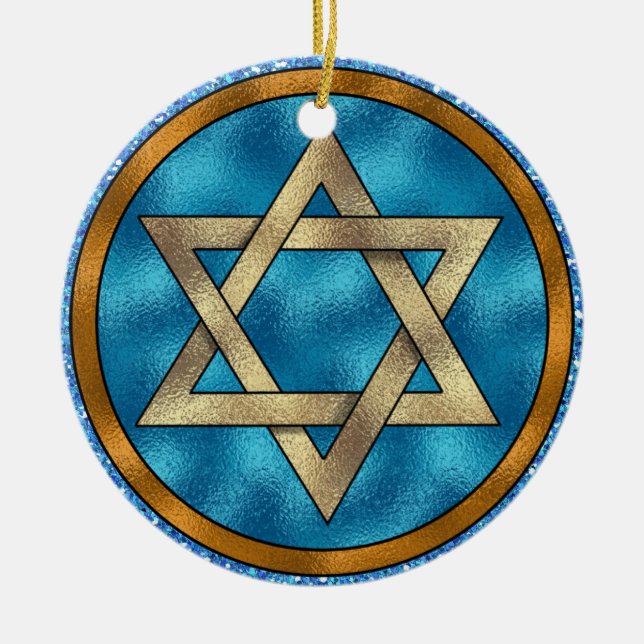 Ornamento De Cerâmica Estrela de David Shalom - SRF (Frente)