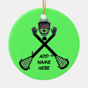 Ornamento De Cerâmica Estrela de Lacrosse Personalizada