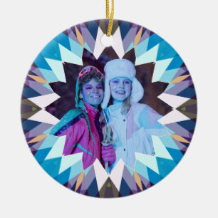 Ornamento De Cerâmica Estrela de Natal Azul Roxo Personalizada Presente