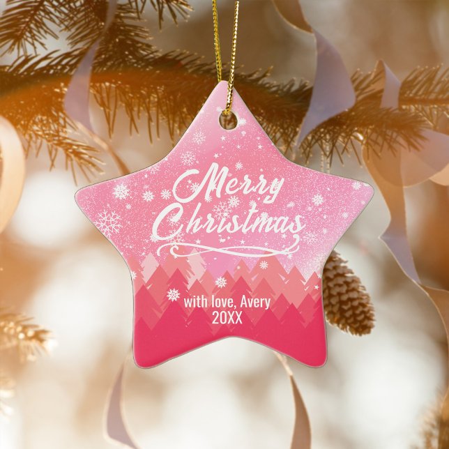 Ornamento De Cerâmica Estrela de Natal da Floresta de Neve Pacífica, Ros (Criador carregado)