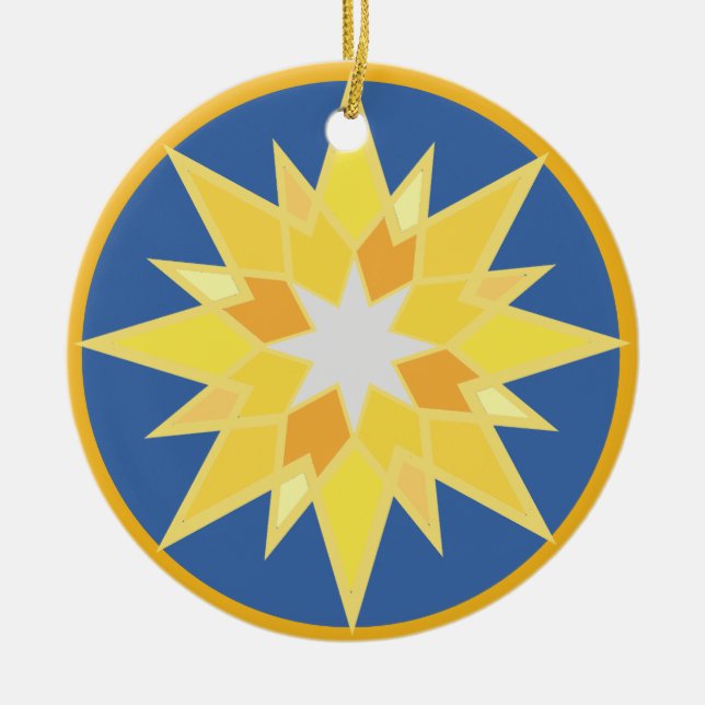 Ornamento De Cerâmica Estrela de Natal e Jesus (Frente)