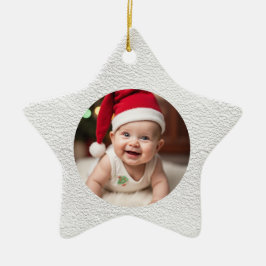 Ornamento De Cerâmica Estrela de Natal Personalizável do Primeiro Natal 