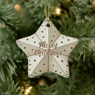 Ornamento De Cerâmica Estrela Decorada Festiva Natal Foto Alegre