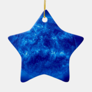 Ornamento De Cerâmica Estrela do amarelo da estrela azul