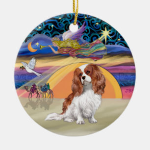 Ornamento De Cerâmica Estrela do Natal - Blenheim Cavalier King Charles