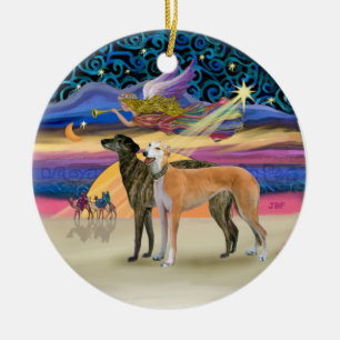 Ornamento De Cerâmica Estrela do Natal - Dois Greyhounds