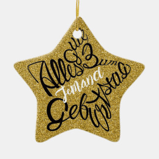 Ornamento De Cerâmica Estrela Feliz Aniversário