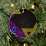 Ornamento De Cerâmica Estrela Feliz de Hanukkah de David menorah Dreidel<br><div class="desc">Feliz Estrela de Chanucá de David menorah Dreidel SlipperyVelas de Celebração Artística de Joe Hebraico Judeu Chanukah dá decorações religião judaica</div>