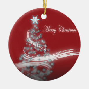 Ornamento De Cerâmica Estrela Festiva Natal Chic Evergreen