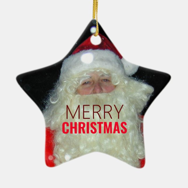 Ornamento De Cerâmica Estrela Fotográfica de Natal (Verso)