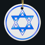 Ornamento De Cerâmica Estrela Judaica de David Ornament<br><div class="desc">Jewish Star: David Holiday Ornament</div>